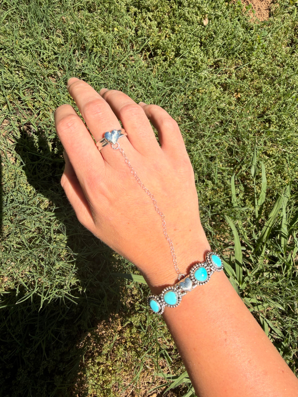sleeping beauty turquoise cuff bracelet hand chain