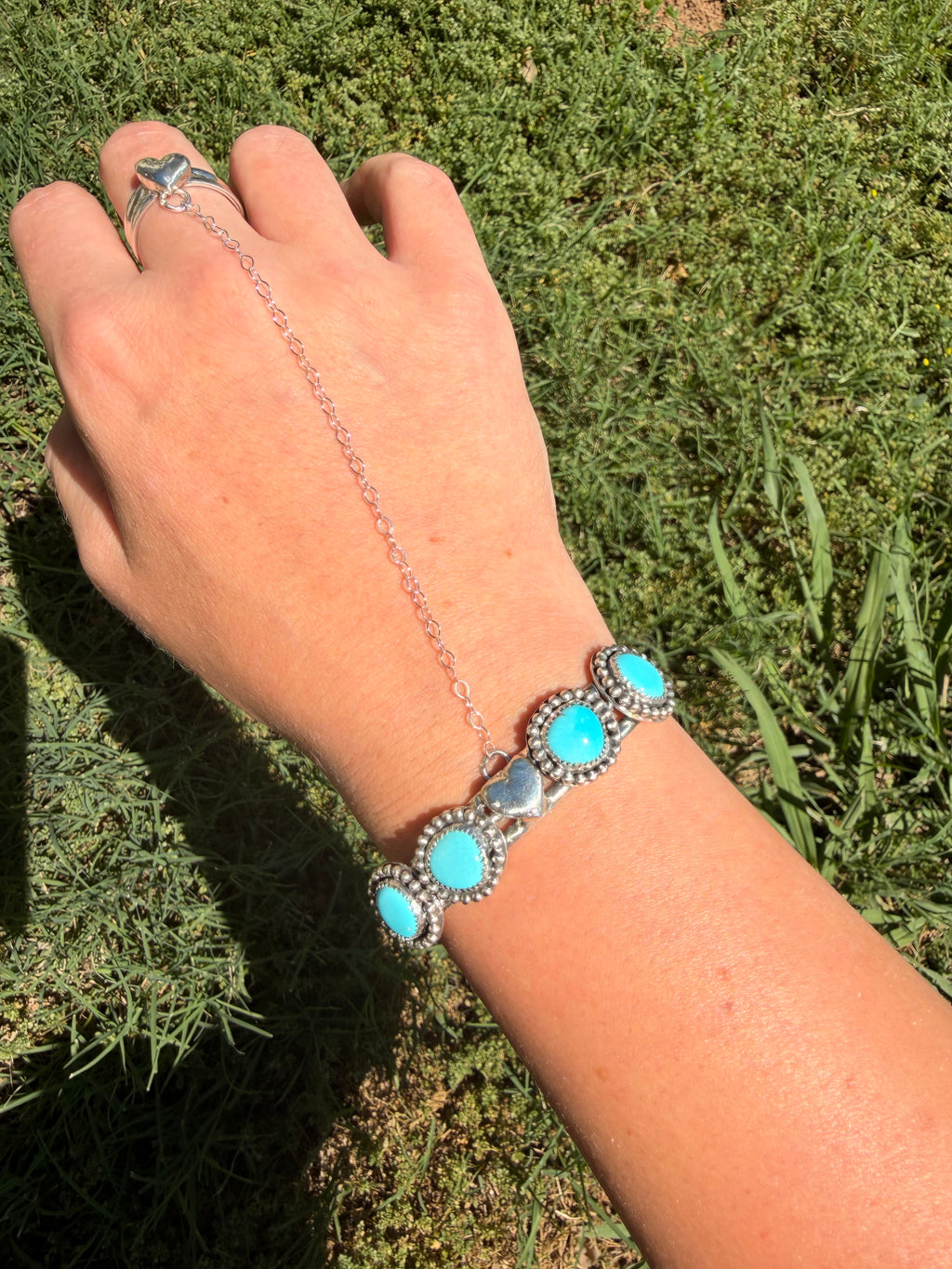 sleeping beauty turquoise cuff bracelet hand chain