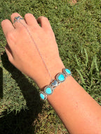 sleeping beauty turquoise cuff bracelet hand chain