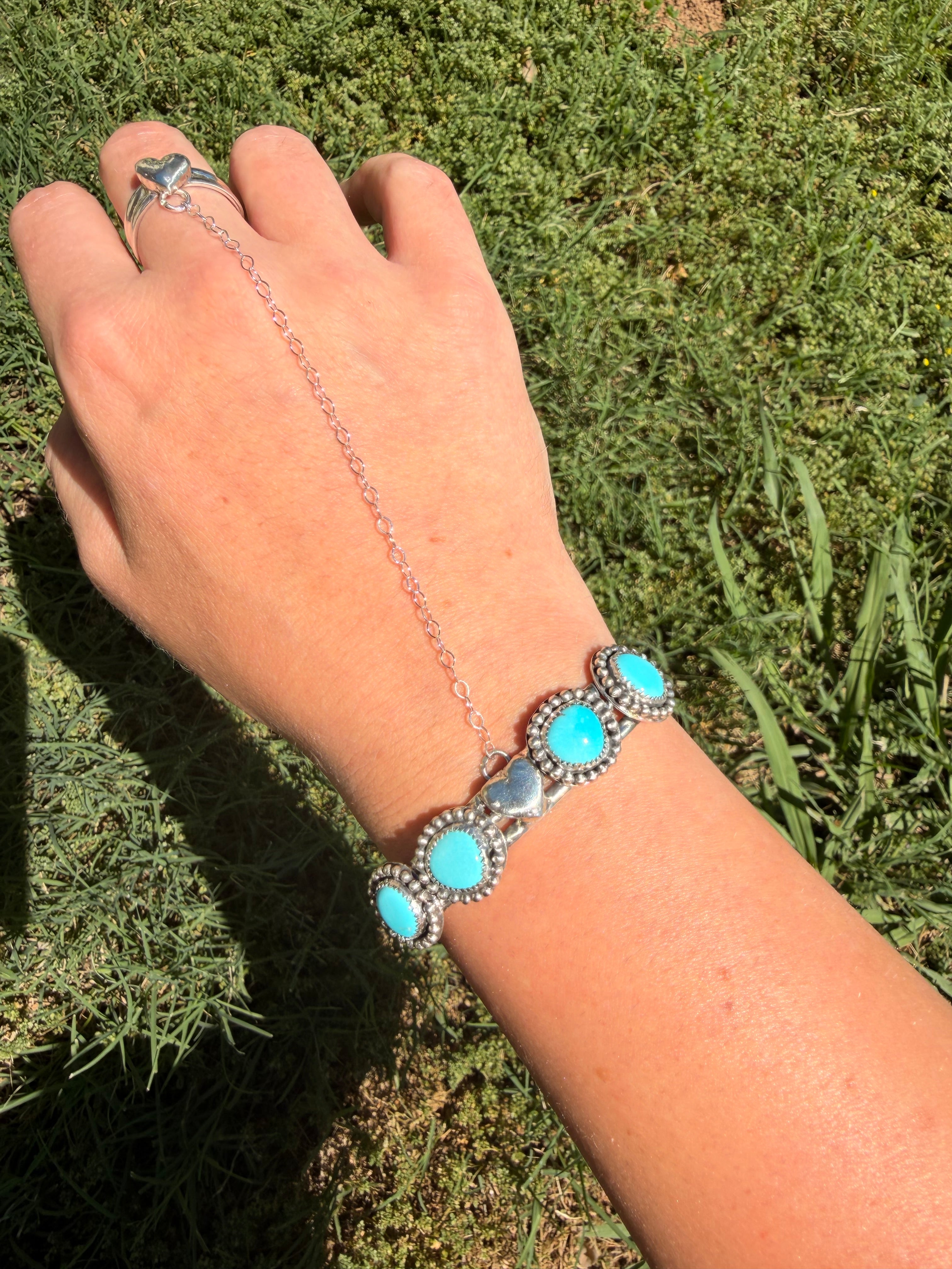 sleeping beauty turquoise cuff bracelet hand chain
