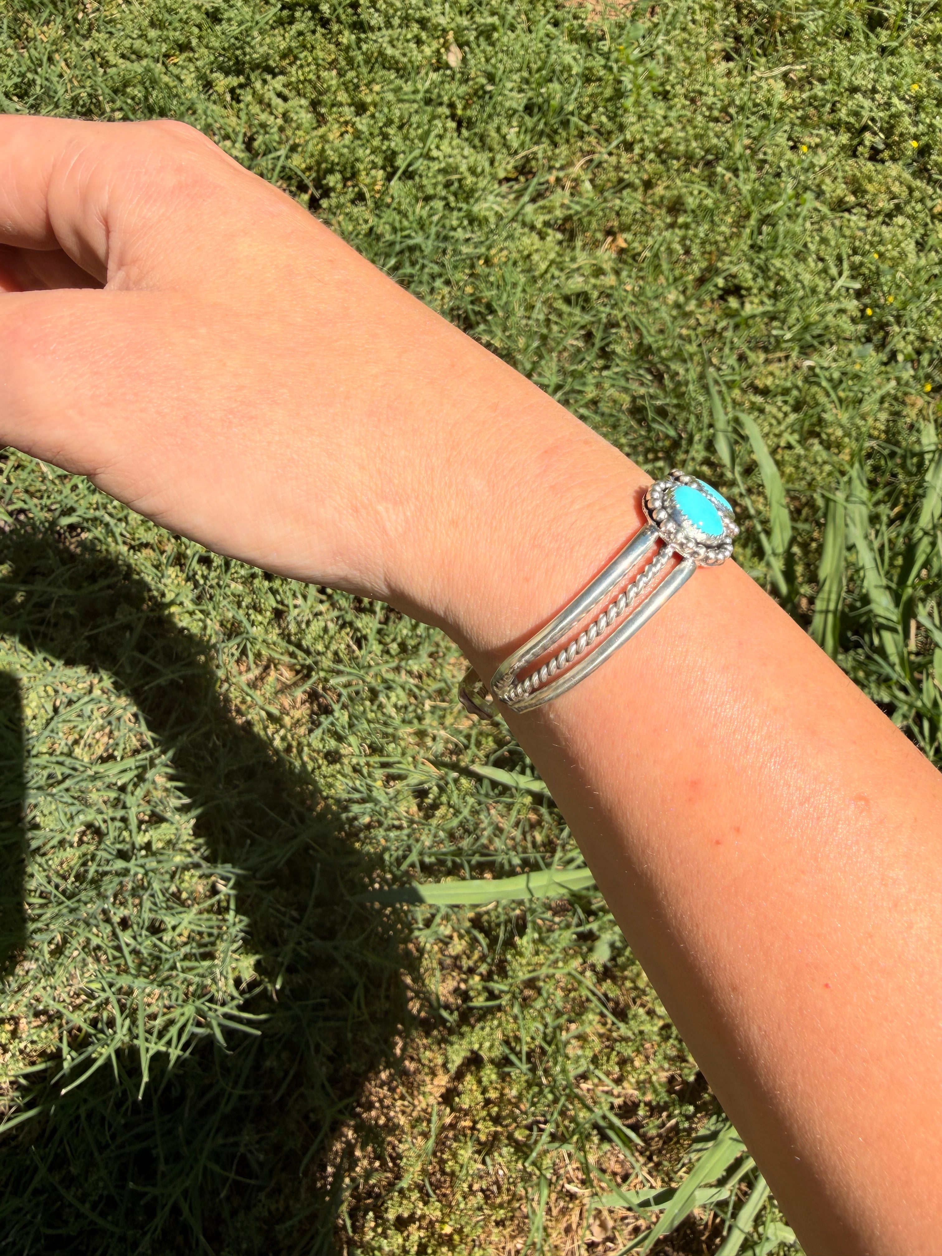 sleeping beauty turquoise cuff bracelet hand chain