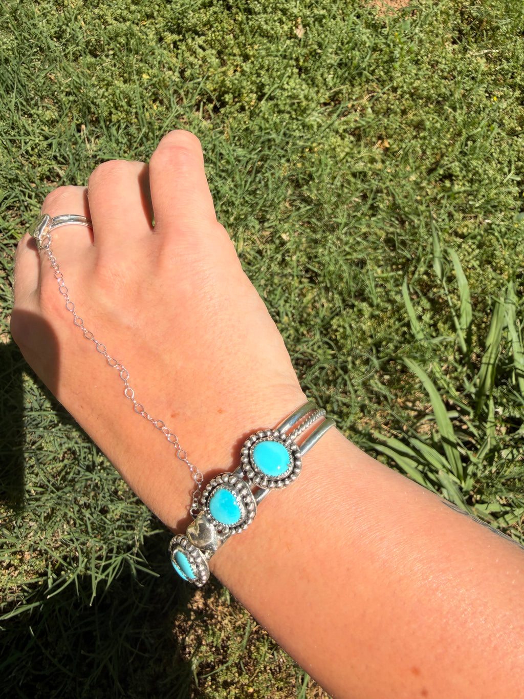 sleeping beauty turquoise cuff bracelet hand chain
