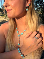 sleeping beauty turquoise heart stud dangly earrings