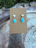 sleeping beauty turquoise heart stud dangly earrings