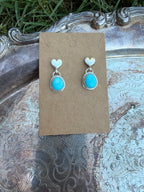 sleeping beauty turquoise heart stud dangly earrings