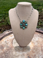 mixed turquoise cluster necklace