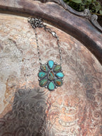 mixed turquoise cluster necklace