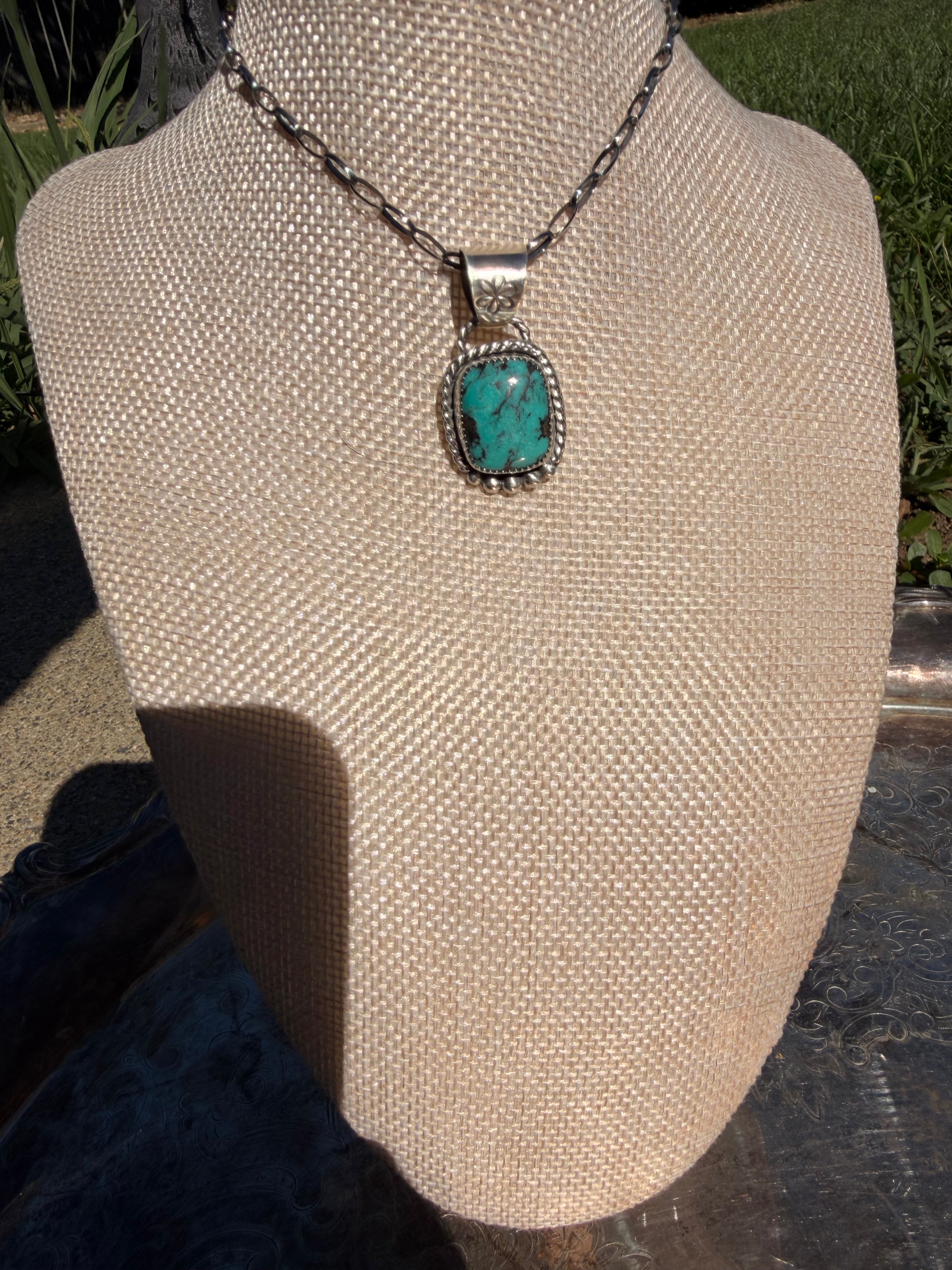 Egyptian turquoise pendant necklace
