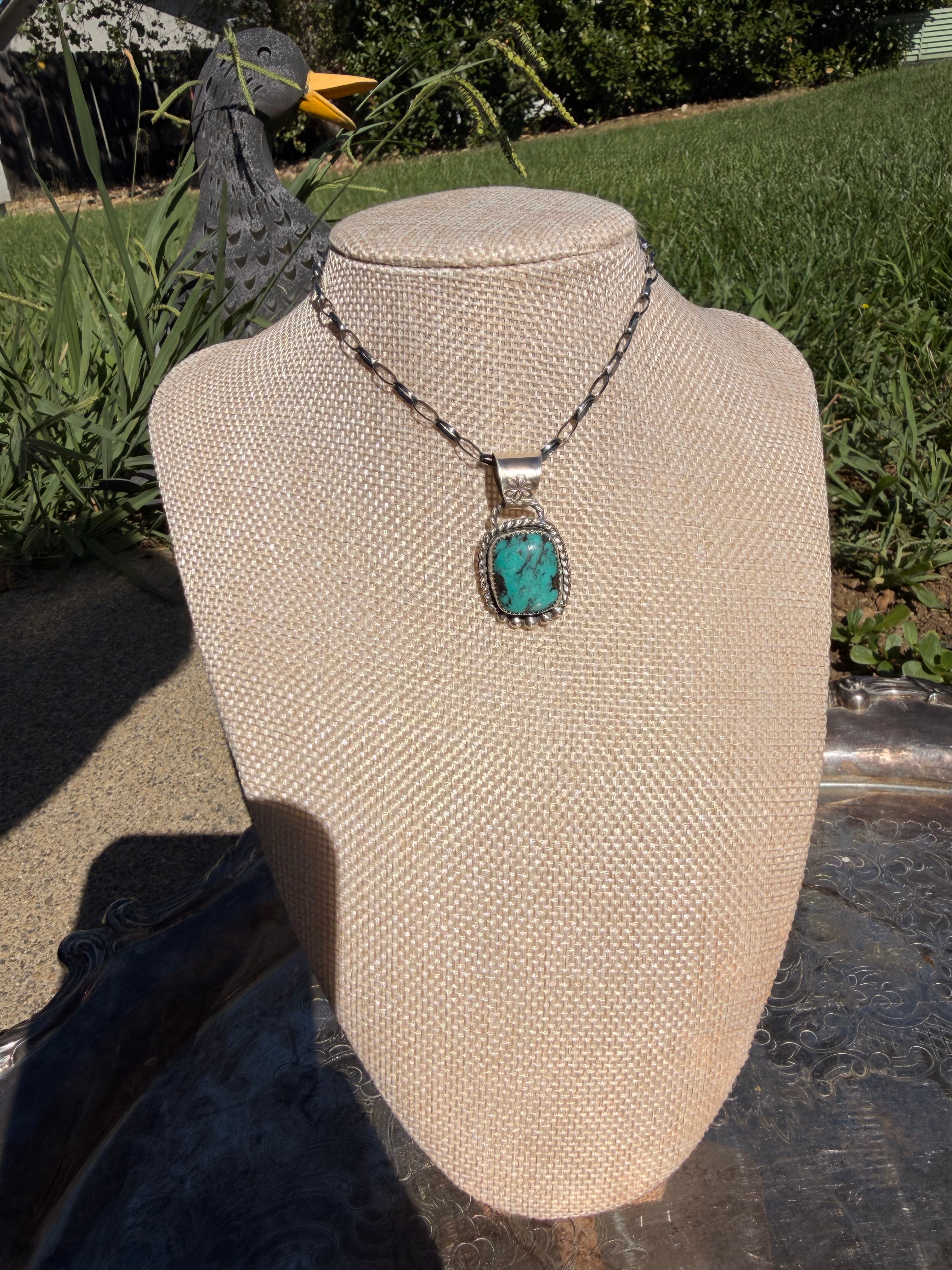 Egyptian turquoise pendant necklace