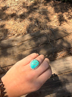 Nila turquoise flower banded Ring size 7.5