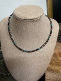 4mm beaded turquoise necklace 15"