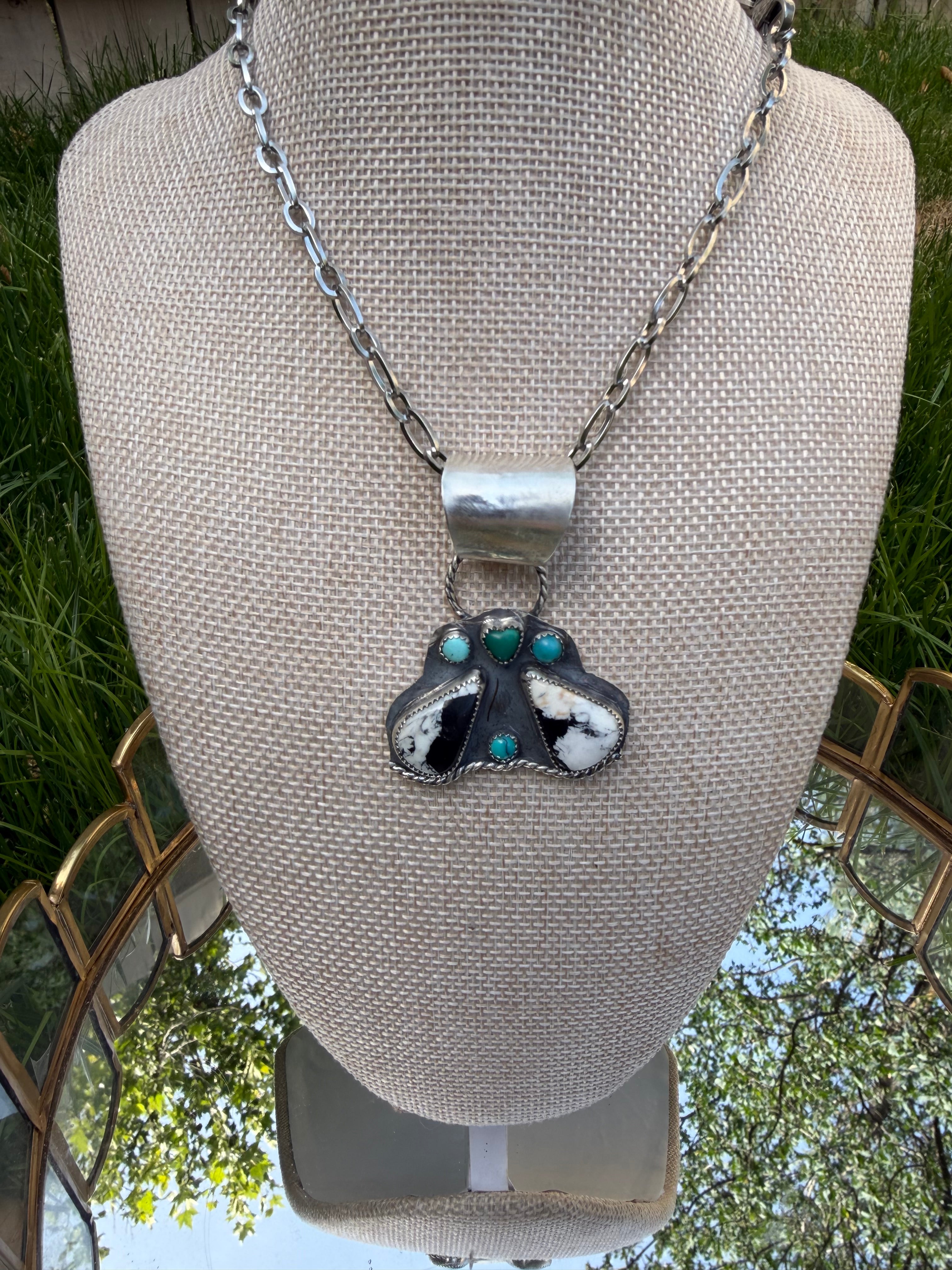 White buffalo and Turquoise pendant