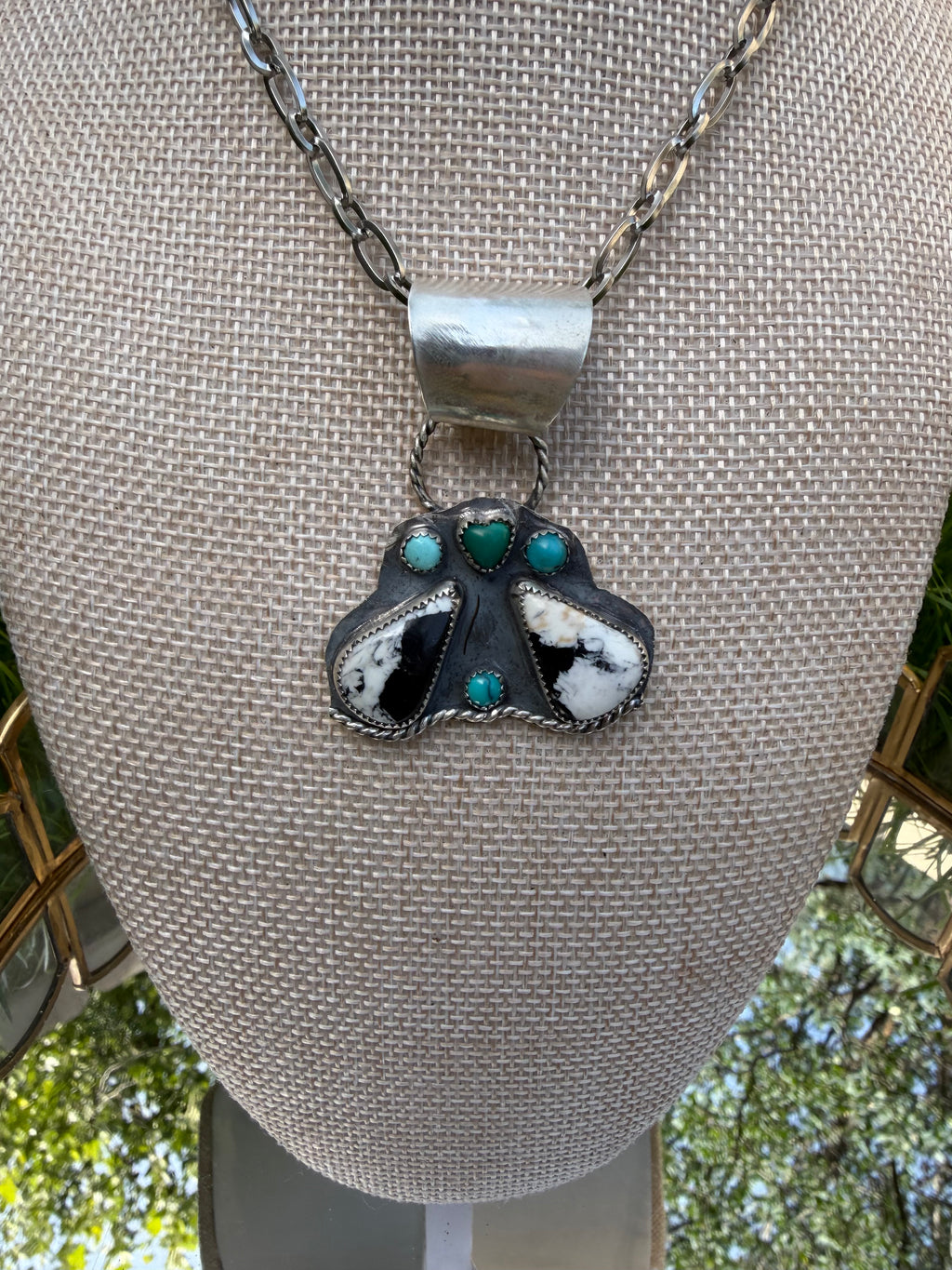 White buffalo and Turquoise pendant