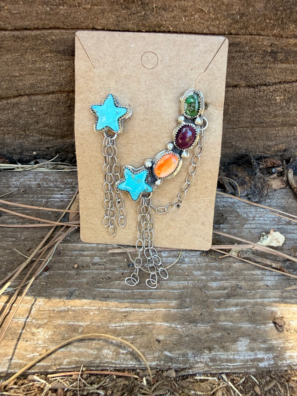 multi stone chain ear cuff