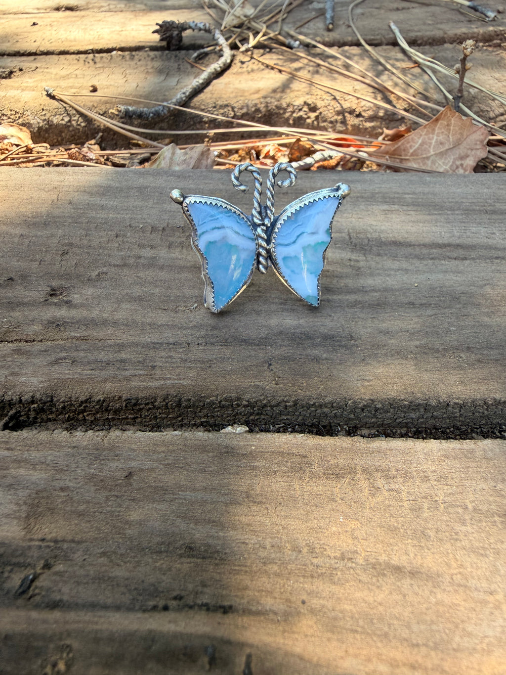 aurora opal moss agate butterfly ring