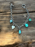turquoise fun stainless steel charm bracelet