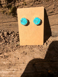 turquoise rose stud earrings