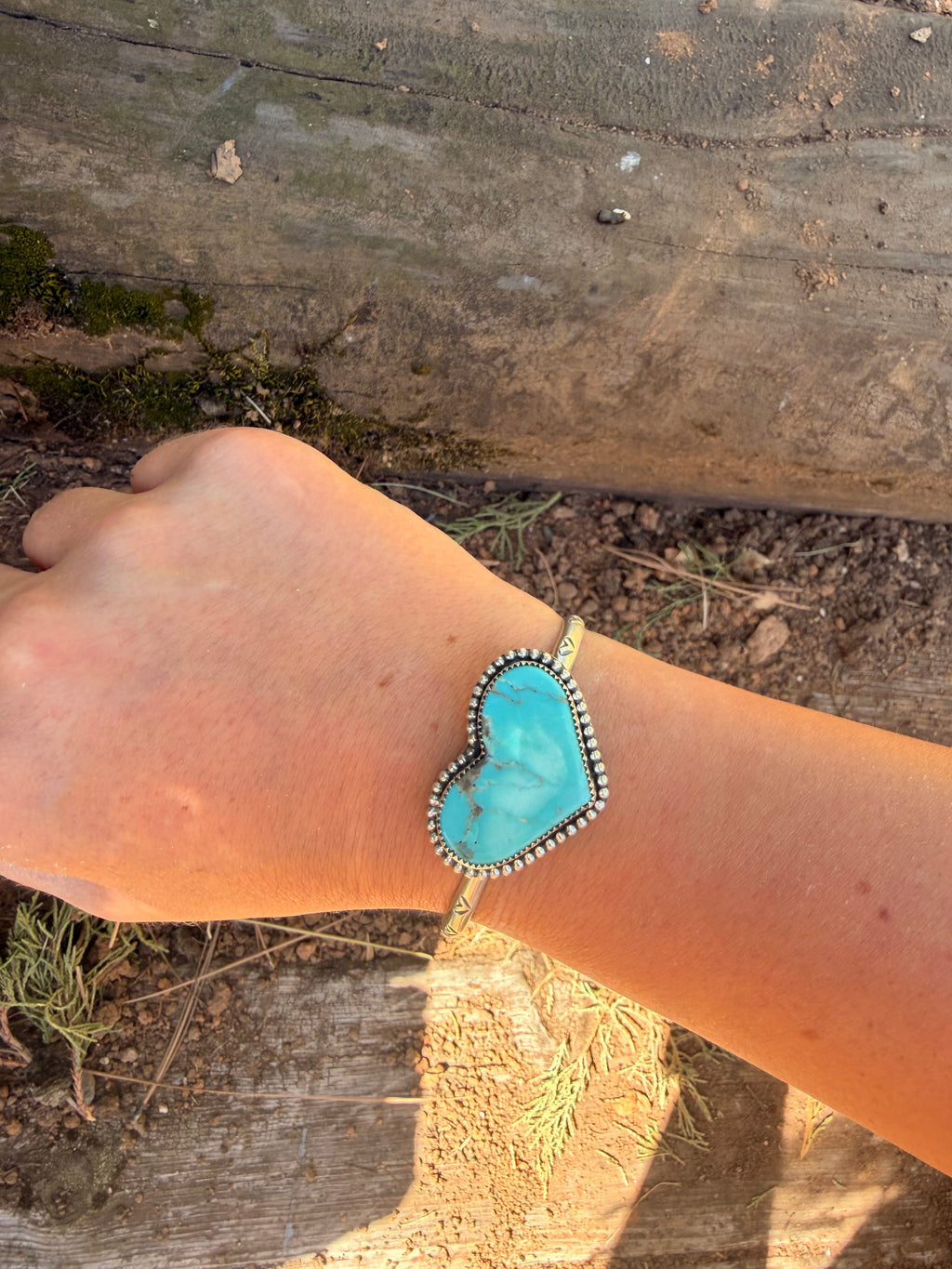 turquoise heart cuff