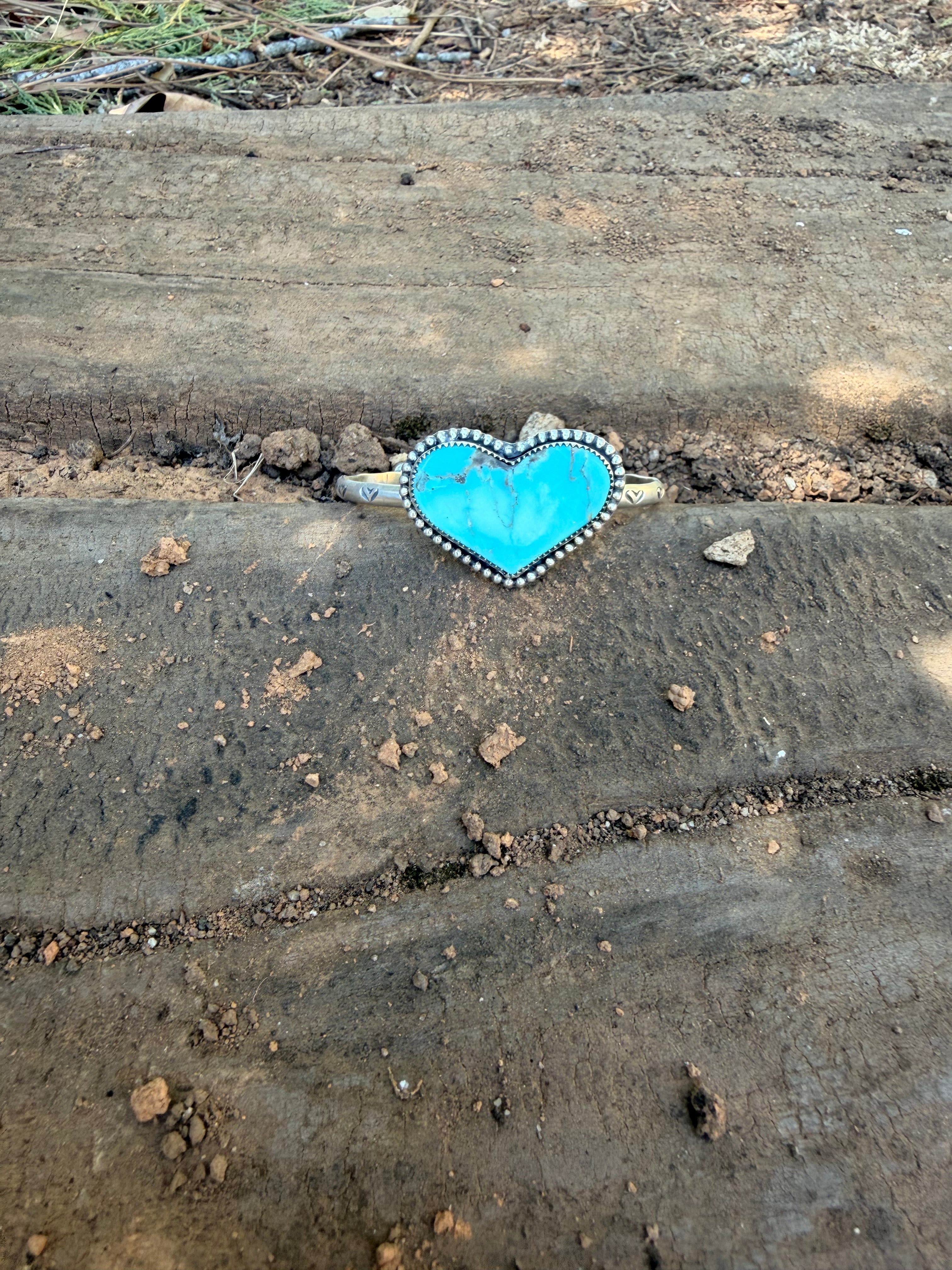 turquoise heart cuff