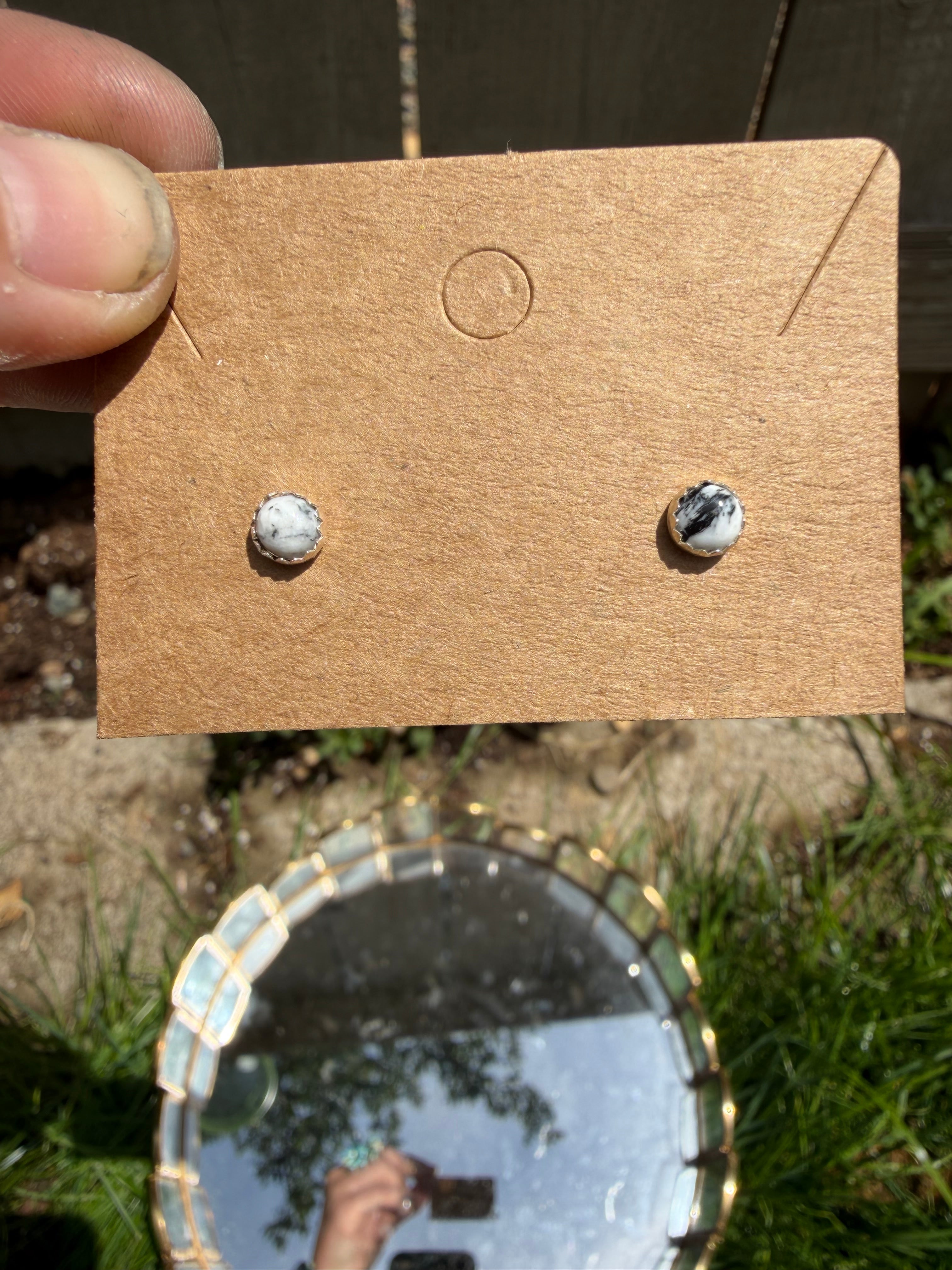 white buffalo earring studs