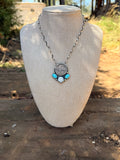 Buffalo coin sleeping beauty and mother of pearl necklace