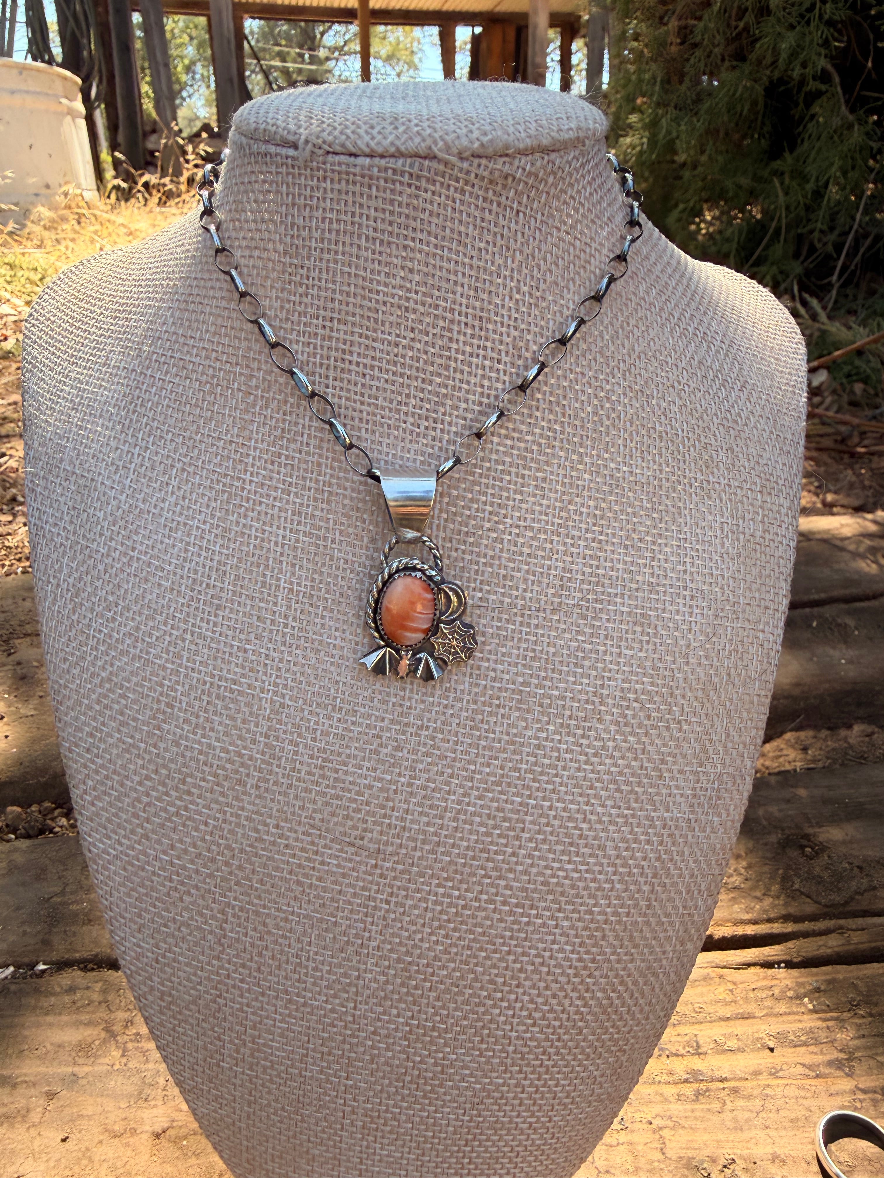 orange spiny halloween chaos pendant