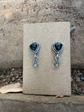 black onyx spider stud dangle earrings