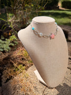 pink conch, mother of pearl and turquoise choker