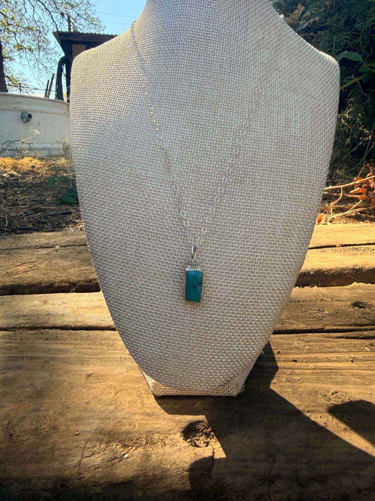 Kingman turquoise rectangle dainty necklace