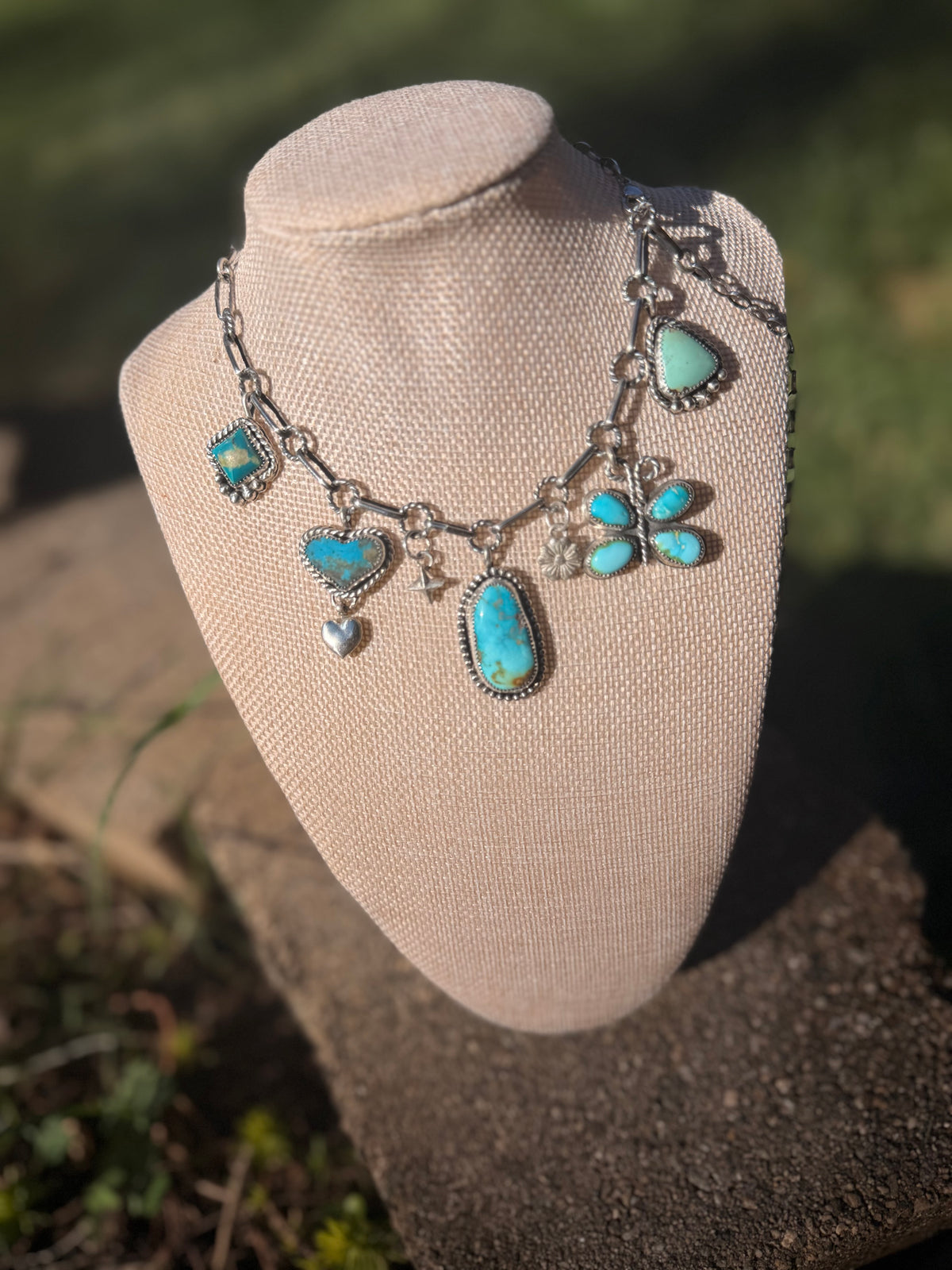 chunky turquoise charm necklace