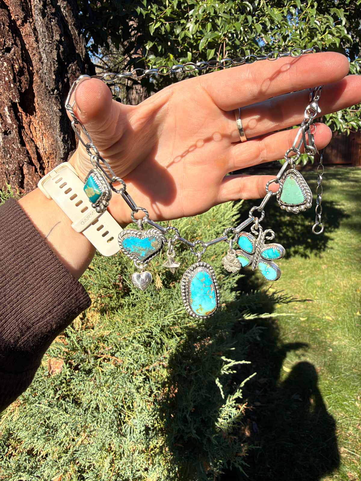 chunky turquoise charm necklace