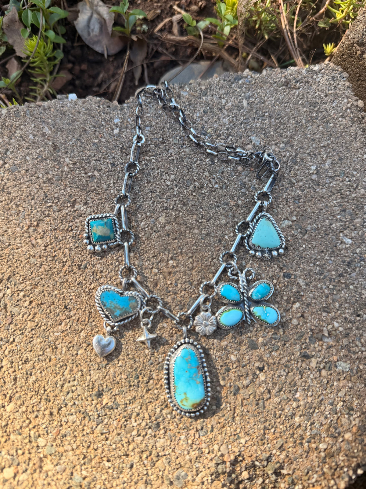 chunky turquoise charm necklace
