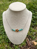 checkered Turquoise and spiny oyster bar necklace