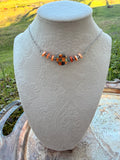 spiny oyster, sterling silver and checkered beaded bar necklace