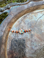 Checkered Spiny oyster and silver beaded bar necklace