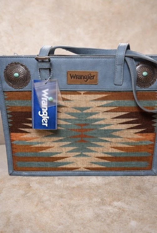 wrangler blue large aztech tote bag