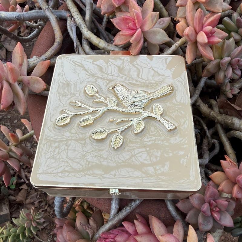 song bird gold jewelry trinket box